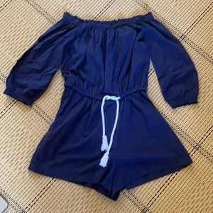 Navy off the shoulder romper